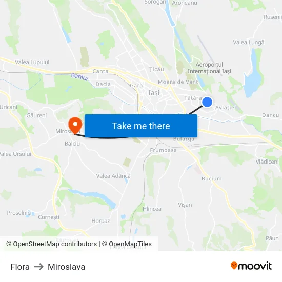 Flora to Miroslava map