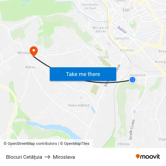 Blocuri Cetățuia to Miroslava map