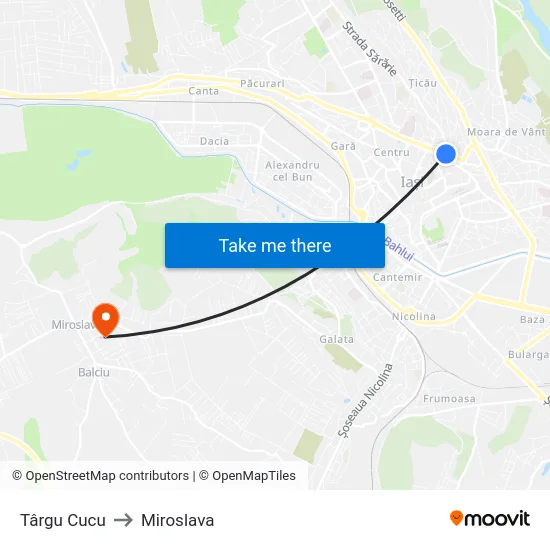 Târgu Cucu to Miroslava map