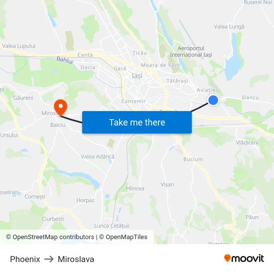 Phoenix to Miroslava map