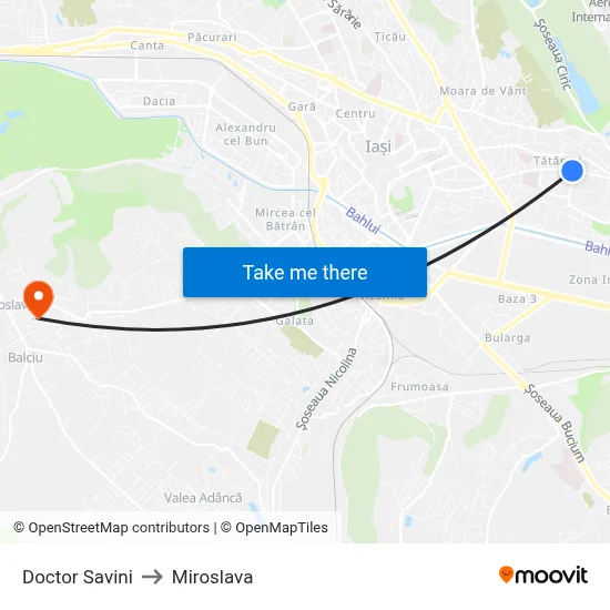 Doctor Savini to Miroslava map