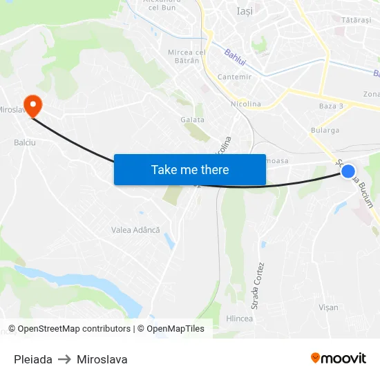 Pleiada to Miroslava map