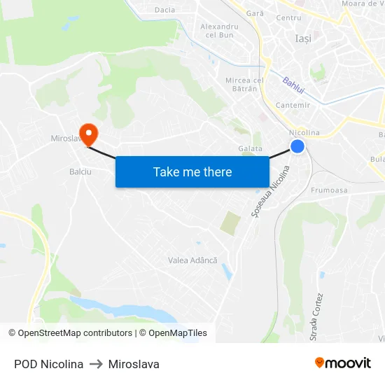 POD Nicolina to Miroslava map