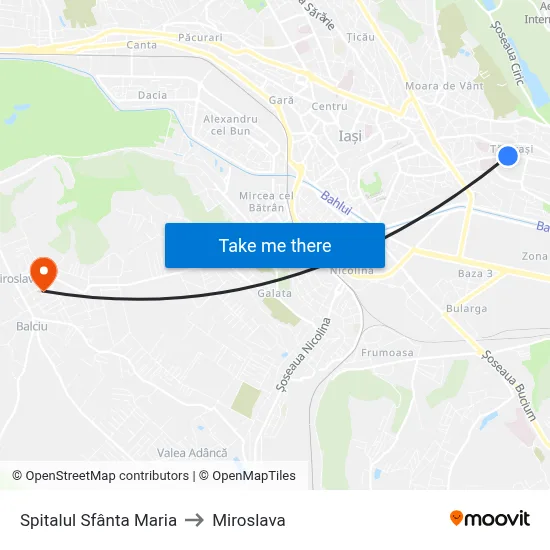 Spitalul Sfânta Maria to Miroslava map