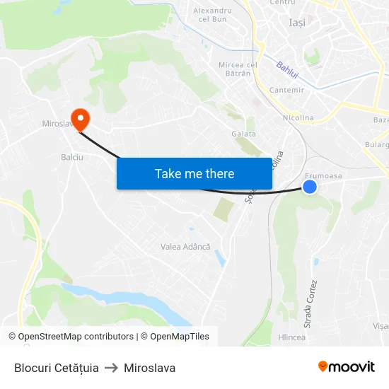 Blocuri Cetățuia to Miroslava map