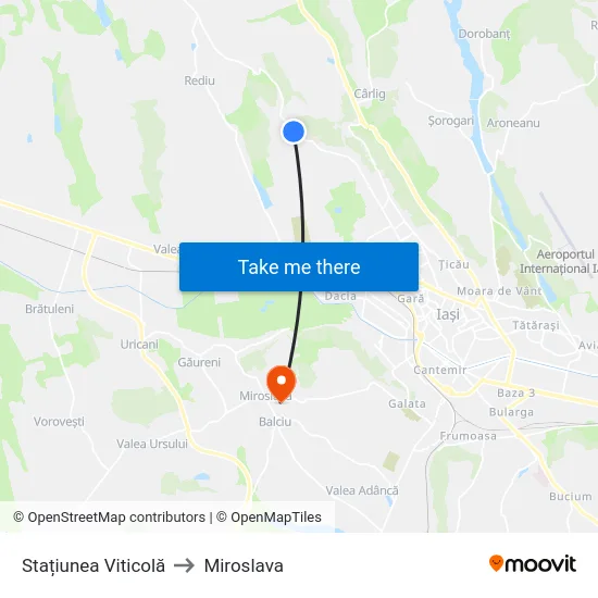 Stațiunea Viticolă to Miroslava map