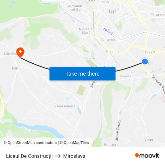 Liceul De Construcții to Miroslava map