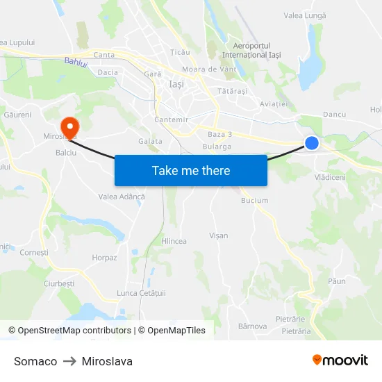 Somaco to Miroslava map