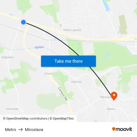 Metro to Miroslava map
