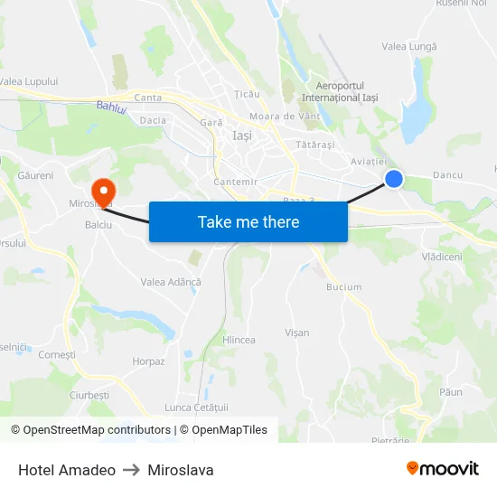Hotel Amadeo to Miroslava map