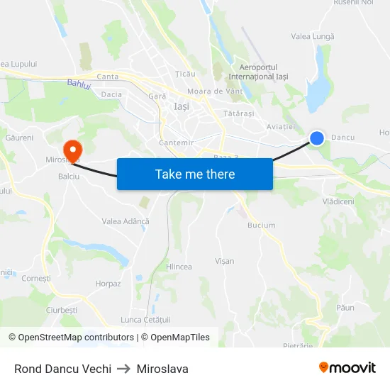 Rond Dancu Vechi to Miroslava map