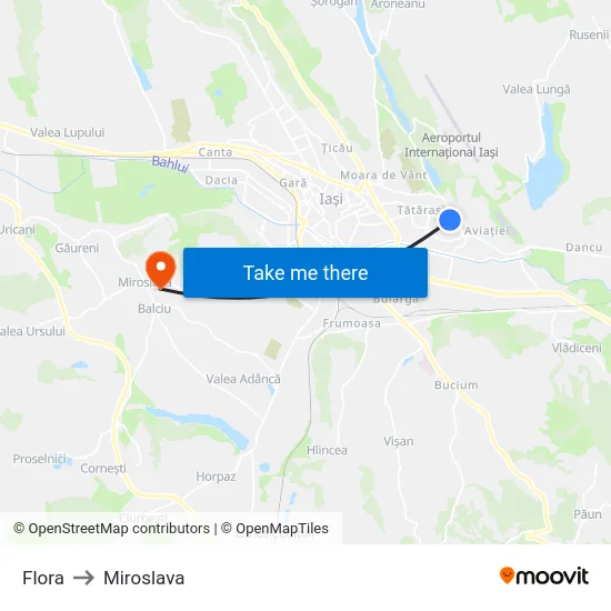 Flora to Miroslava map