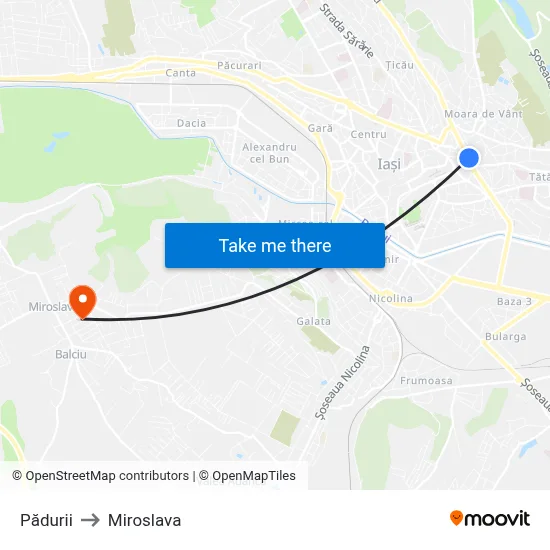 Pădurii to Miroslava map