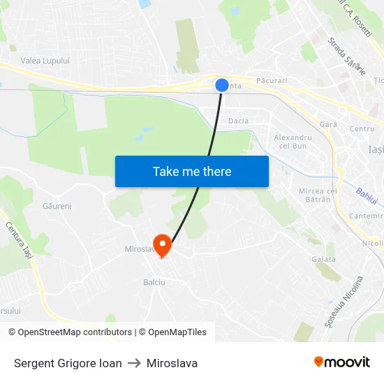 Sergent Grigore Ioan to Miroslava map