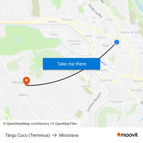 Târgu Cucu (Terminus) to Miroslava map