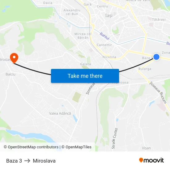 Baza 3 to Miroslava map