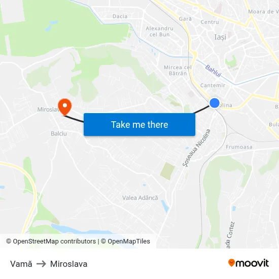 Vamă to Miroslava map