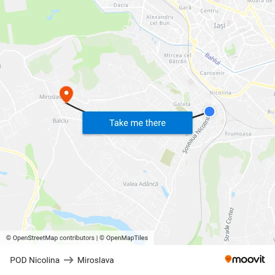 POD Nicolina to Miroslava map