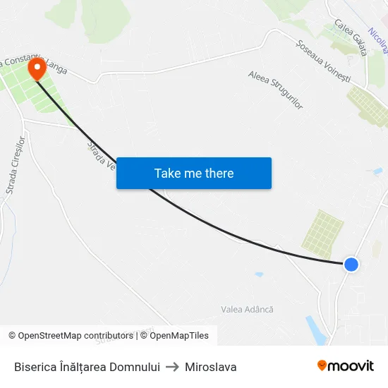 Biserica Înălțarea Domnului to Miroslava map