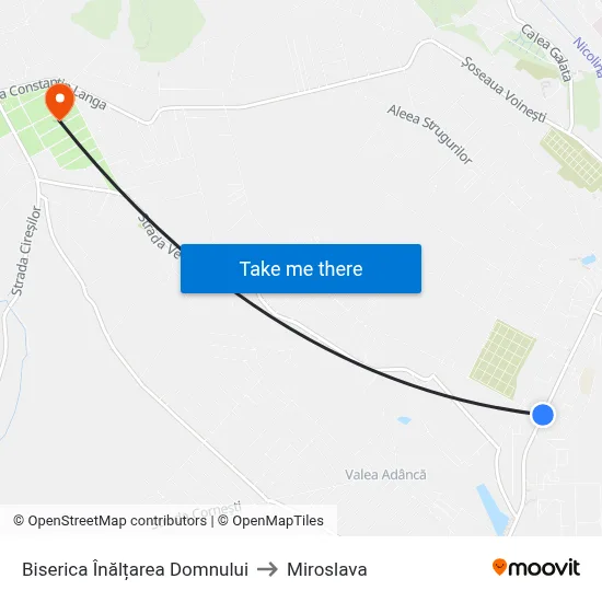 Biserica Înălțarea Domnului to Miroslava map