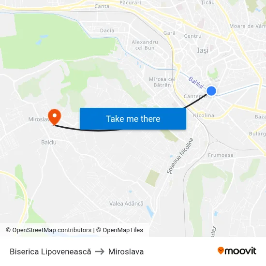 Biserica Lipovenească to Miroslava map