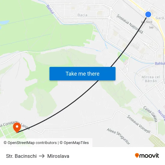 Str. Bacinschi to Miroslava map