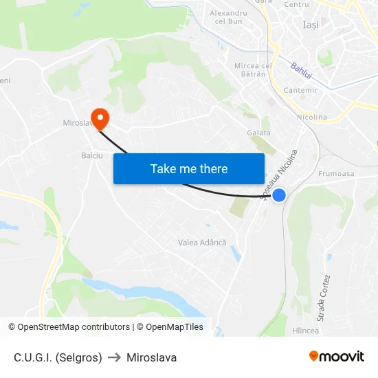 C.U.G.I. (Selgros) to Miroslava map