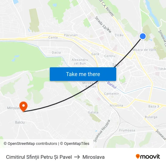 Cimitirul Sfinții Petru Și Pavel to Miroslava map