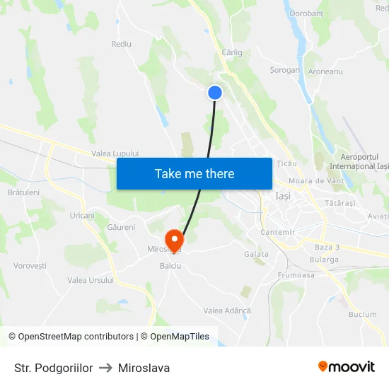 Str. Podgoriilor to Miroslava map