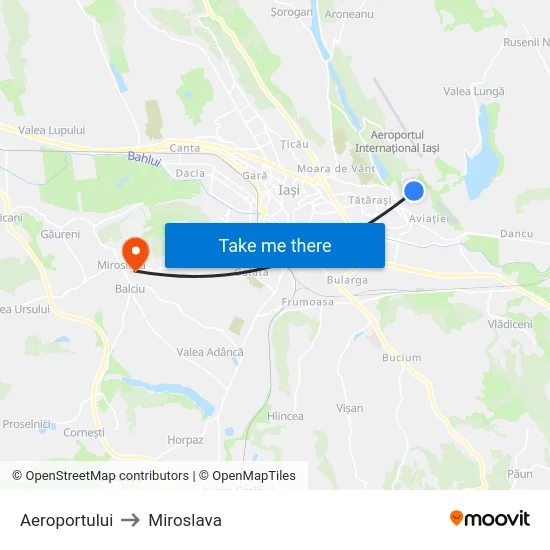 Aeroportului to Miroslava map