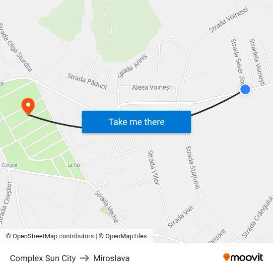 Complex Sun City to Miroslava map