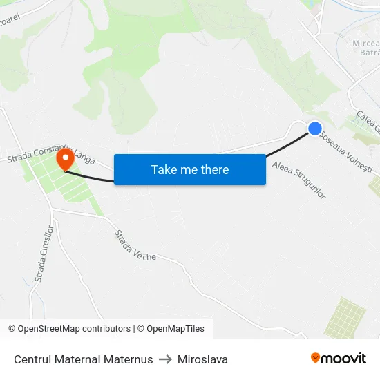 Centrul Maternal Maternus to Miroslava map