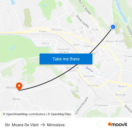 Str. Moara De Vânt to Miroslava map