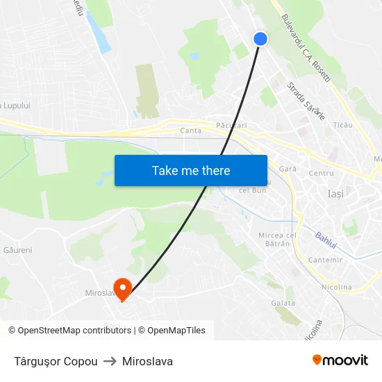 Târguşor Copou to Miroslava map