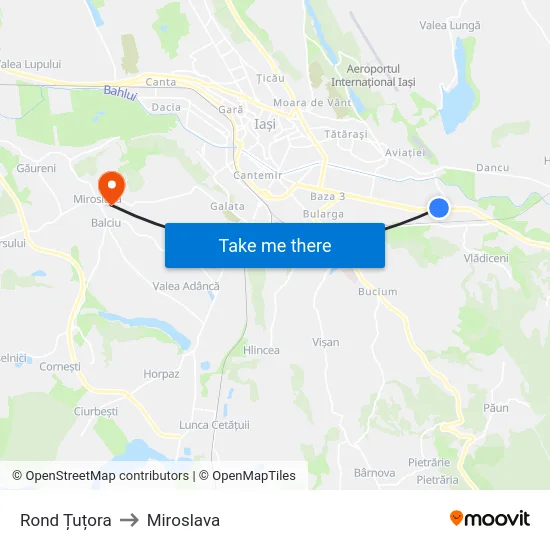 Rond Țuțora to Miroslava map