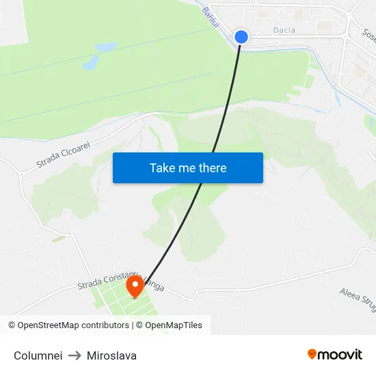 Columnei to Miroslava map