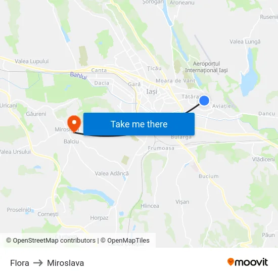 Flora to Miroslava map