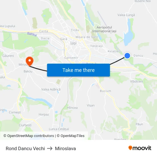 Rond Dancu Vechi to Miroslava map