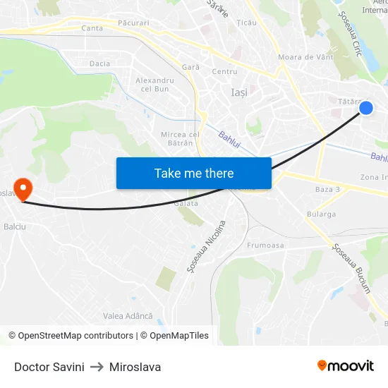 Doctor Savini to Miroslava map