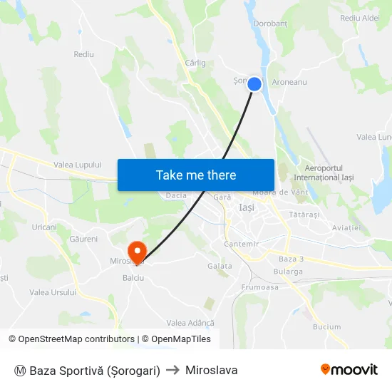 Ⓜ Baza Sportivă (Șorogari) to Miroslava map