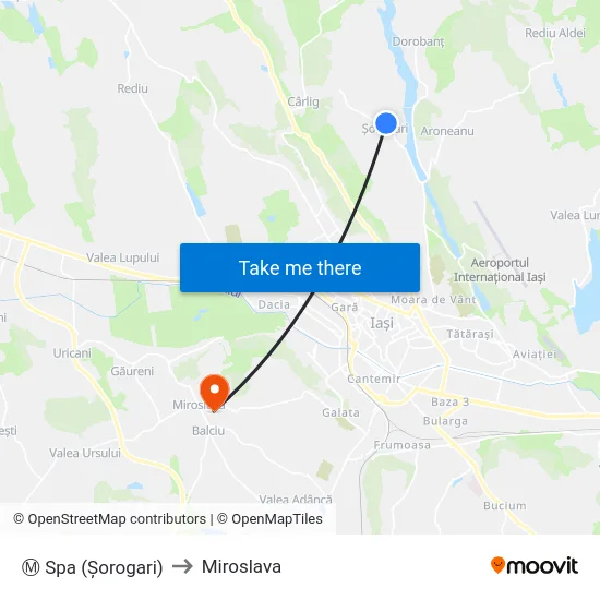 Ⓜ Spa (Șorogari) to Miroslava map