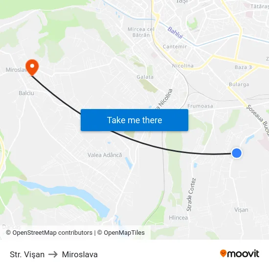Str. Vişan to Miroslava map