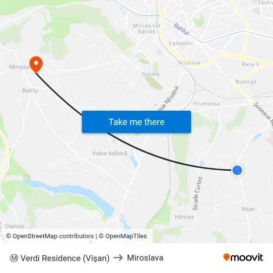 Ⓜ Verdi Residence (Vişan) to Miroslava map