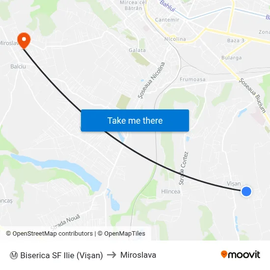 Ⓜ Biserica SF Ilie (Vişan) to Miroslava map
