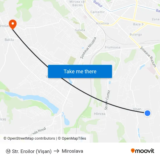 Ⓜ Str. Eroilor (Vişan) to Miroslava map