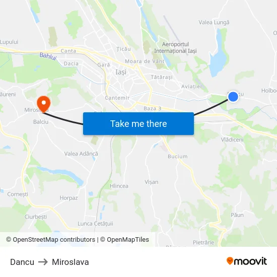 Dancu to Miroslava map