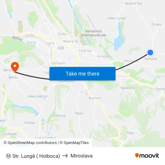 Ⓜ Str. Lungă ( Holboca) to Miroslava map