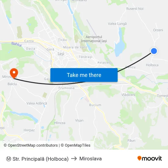 Ⓜ Str. Principală (Holboca) to Miroslava map