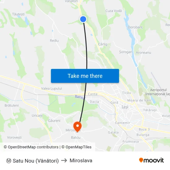 Ⓜ Satu Nou (Vânători) to Miroslava map