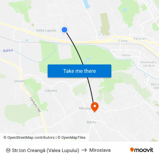 Ⓜ Str.Ion Creangă (Valea Lupului) to Miroslava map